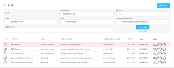 Jednoduchý přehled všech úkolů, které čekají na splnění (SingleCase)