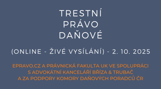 Trestní právo daňové (online - živé vysílání) - 2.10.2025