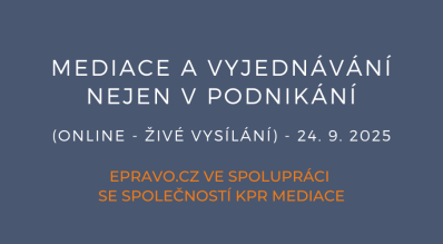 Mediace a vyjednávání nejen v podnikání (online – živé vysílání) – 24.9.2025