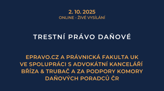 Trestní právo daňové (online - živé vysílání) - 2.10.2025