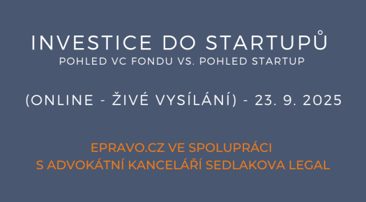 Investice do startupů – pohled VC fondu vs. pohled startup (online - živé vysílání) - 23.9.2025