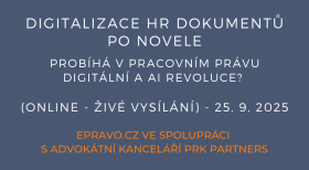 Digitalizace HR dokumentů po novele (online - živé vysílání) - 25.9.2025